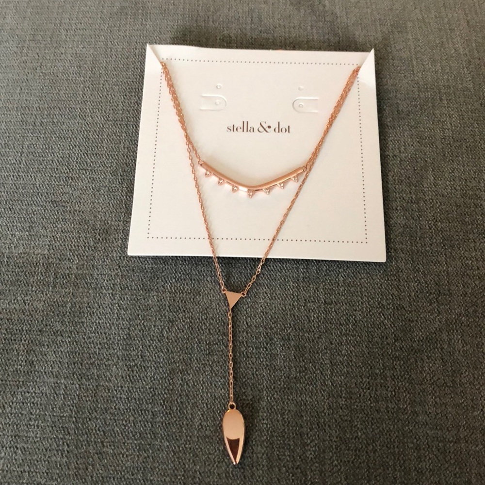NEW Stella & Dot Tiered Lariat Necklace in Rose
